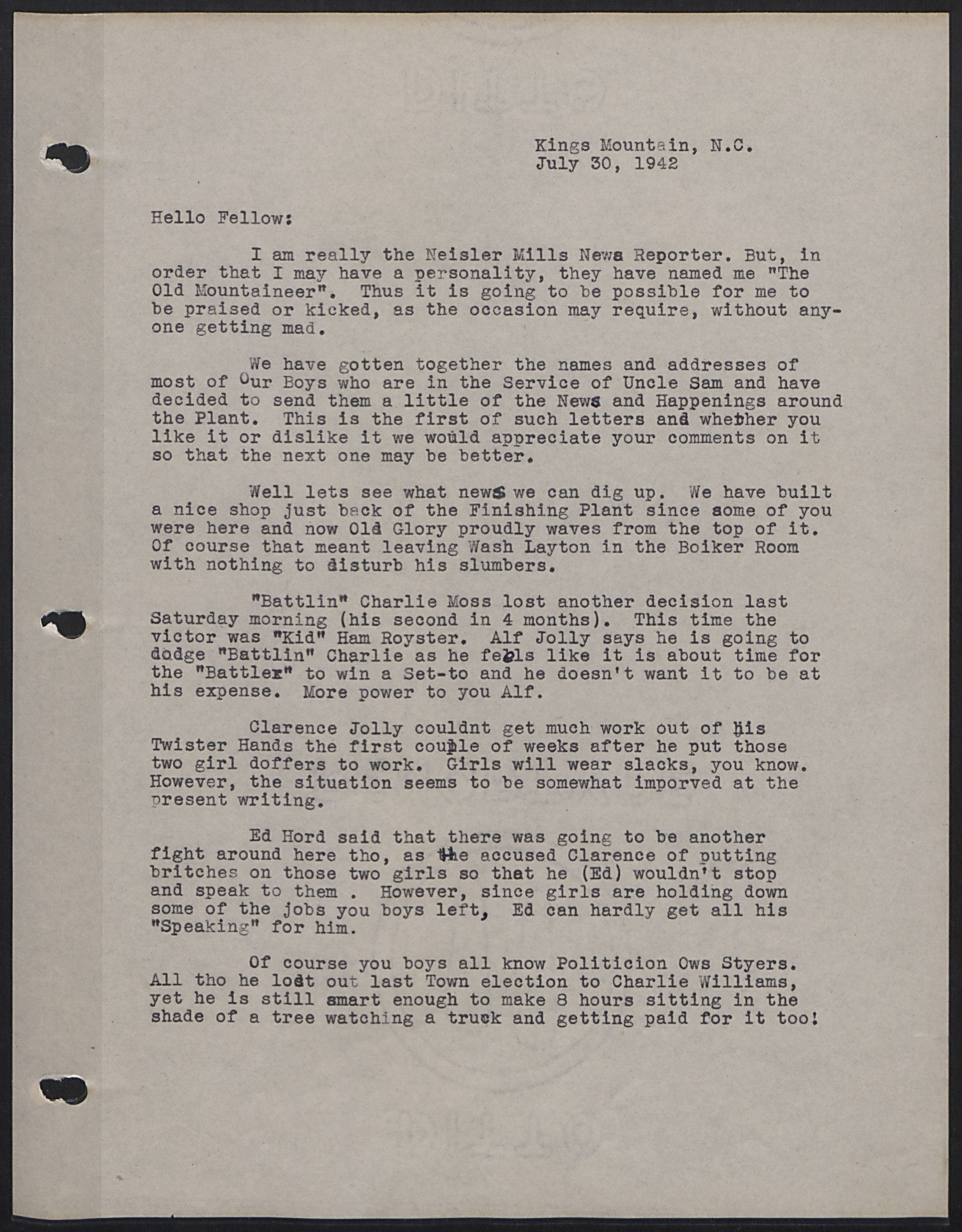 The Old Mountaineer Letters to Servicemen page 5