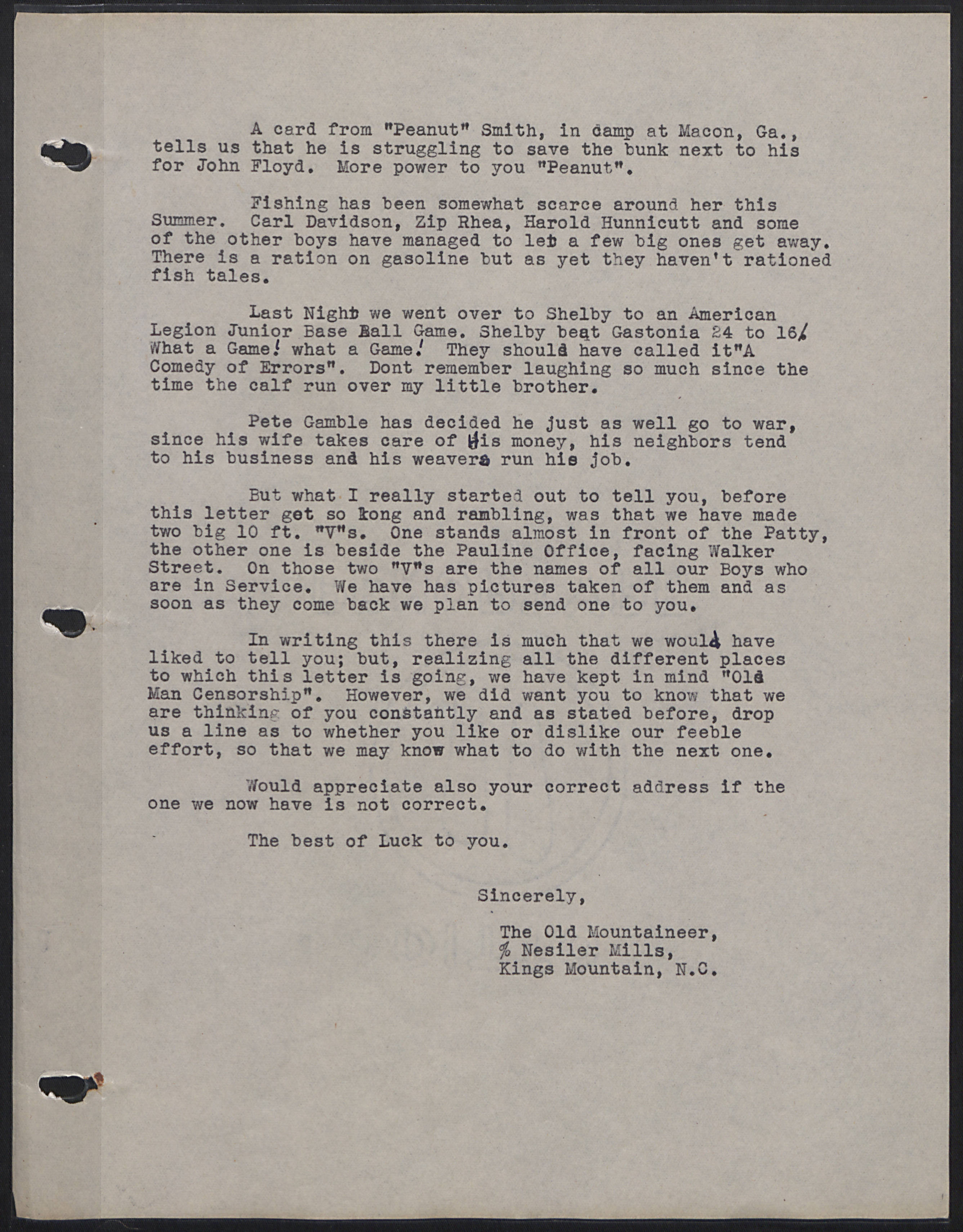 The Old Mountaineer Letters to Servicemen page 6