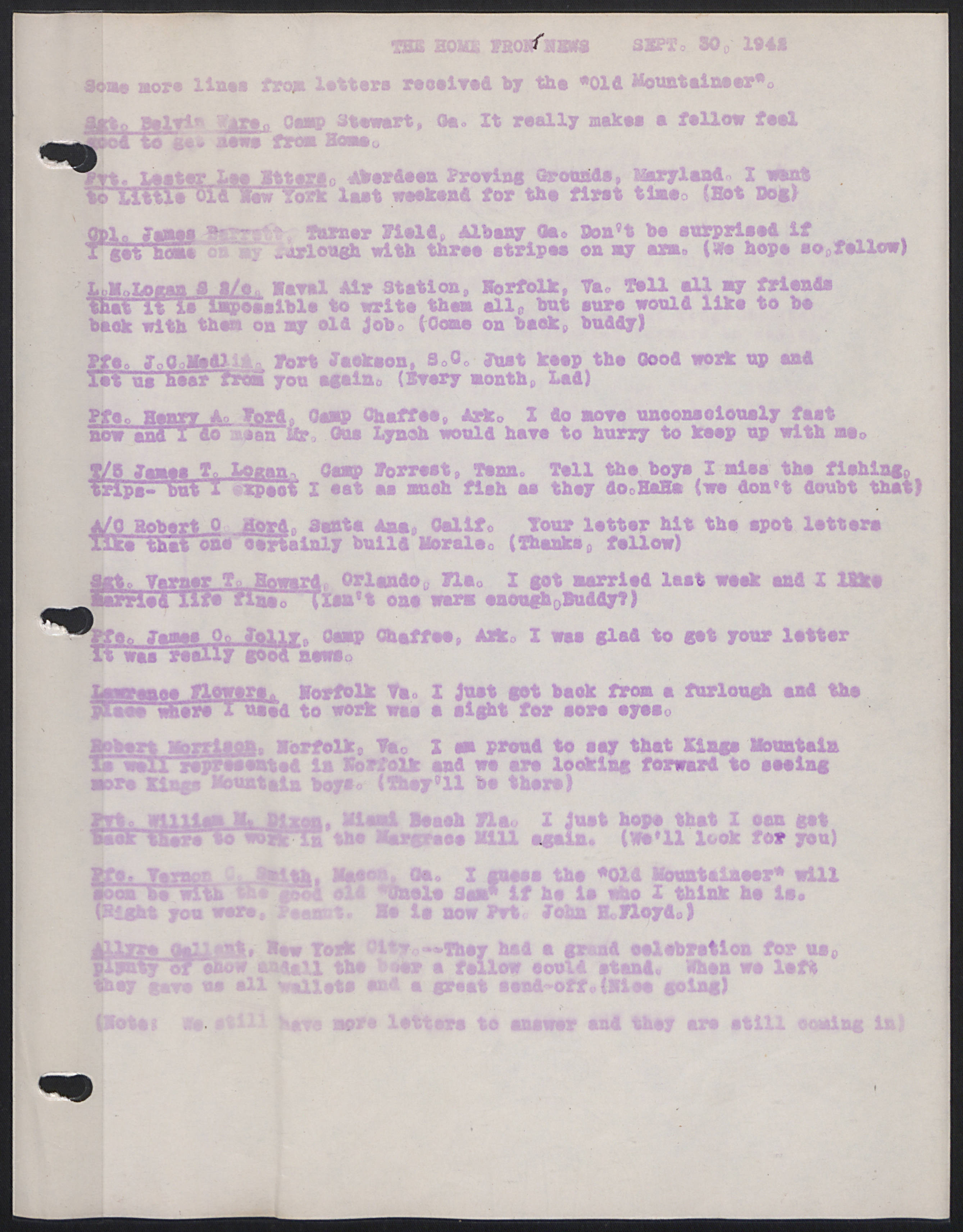 The Old Mountaineer Letters to Servicemen page 13