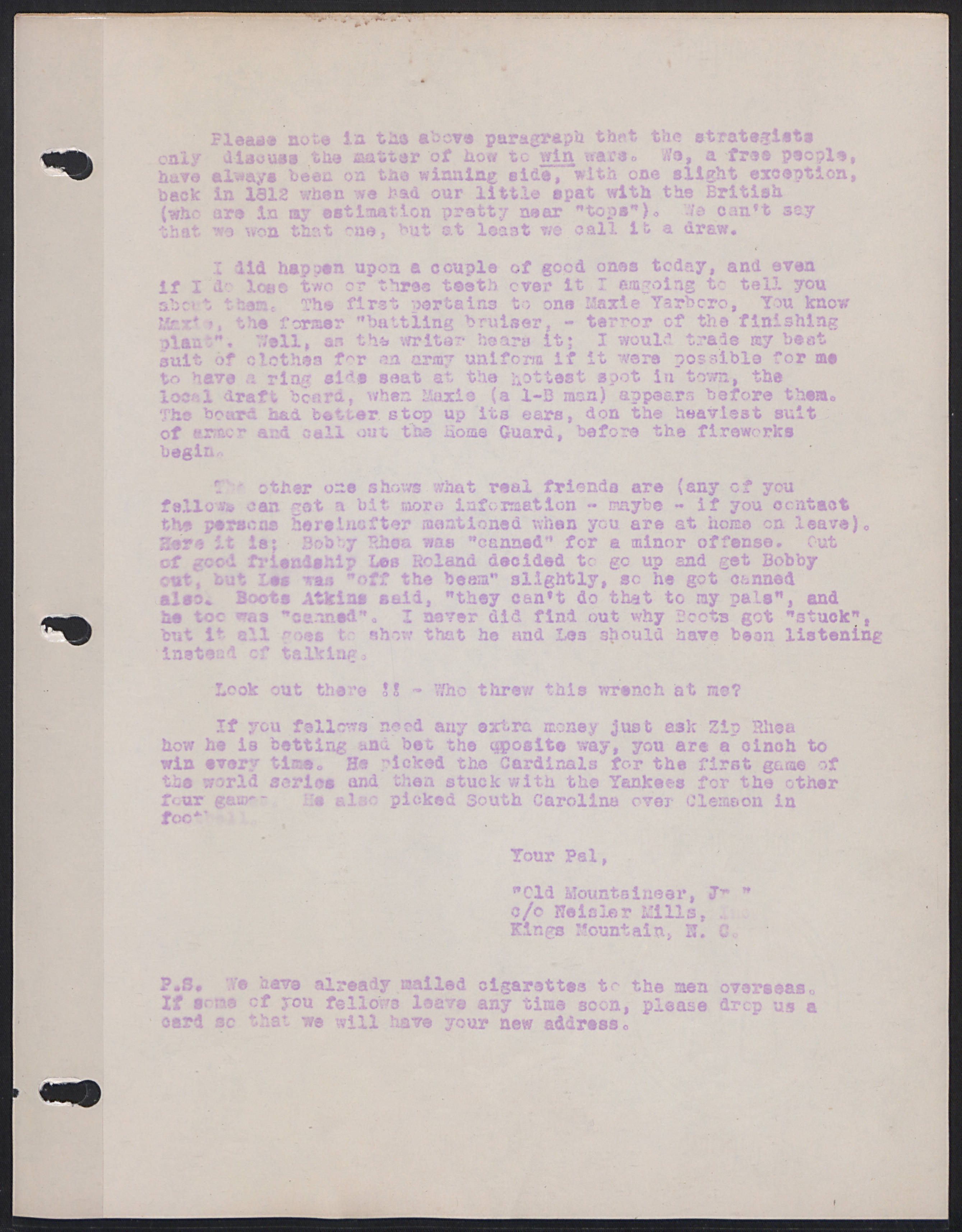 The Old Mountaineer Letters to Servicemen page 15